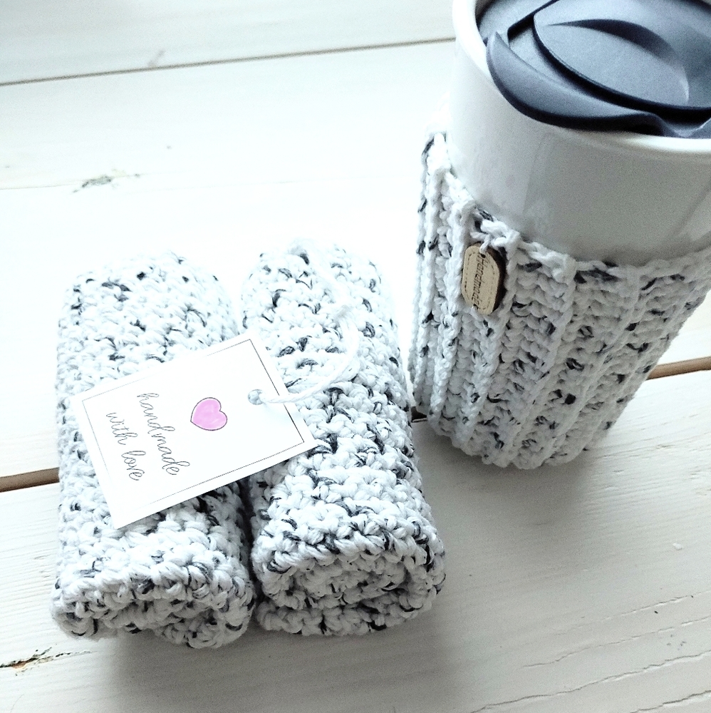 NWT 100% Cotton Dishcloth/Cup Cozy SetHand…